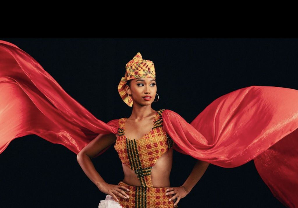Miss guyane 2022 habillée en tissus madras en Martinique